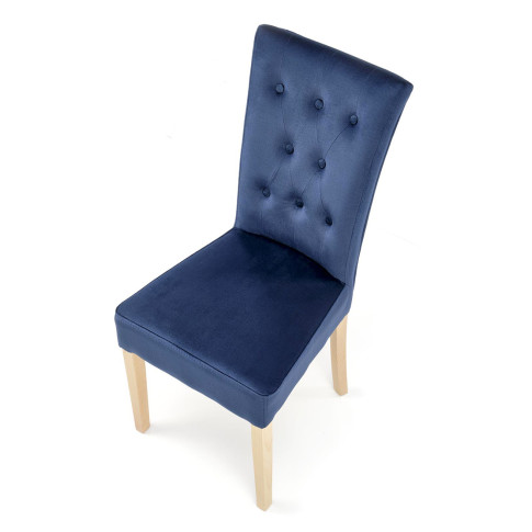 Ciemnoniebieskie welurowe krzesło Depso