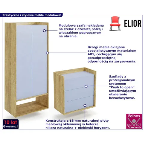 Nowoczesny zestaw szafa i komoda Antora