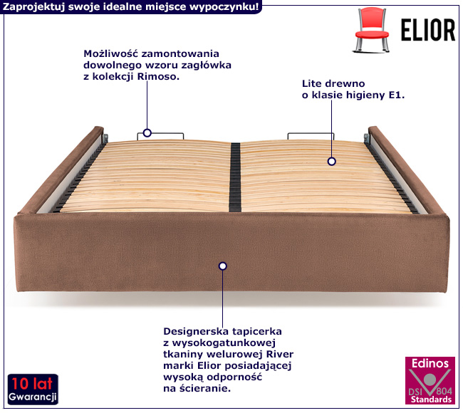 Beżowe tapicerowane łóżko Irto