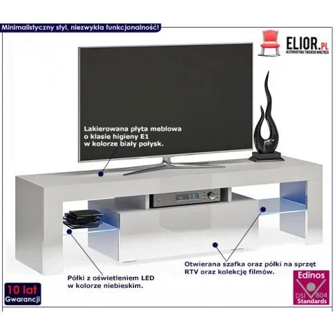 Fotografia Biała nowoczesna szafka RTV Rexton 2X - połysk z kategorii Szafki RTV