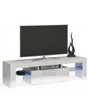 Biała nowoczesna szafka RTV Rexton 2X - połysk w sklepie Edinos.pl