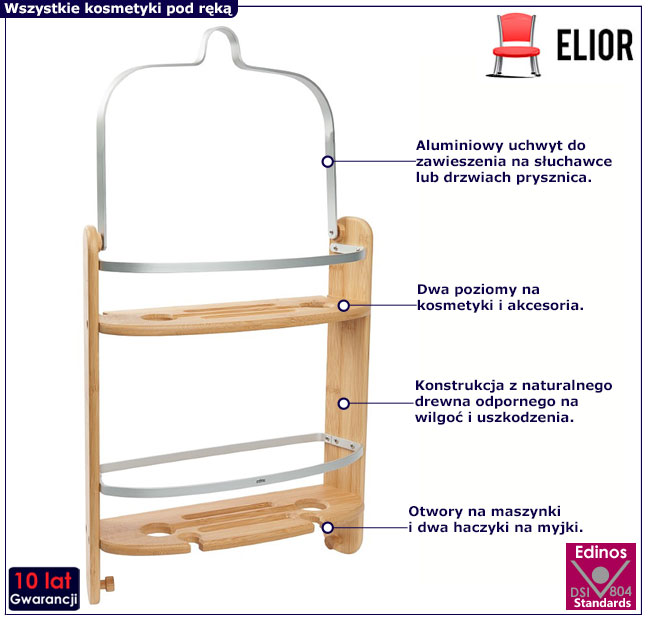 Dwupoziomowy organizer pod prysznic Vuliu