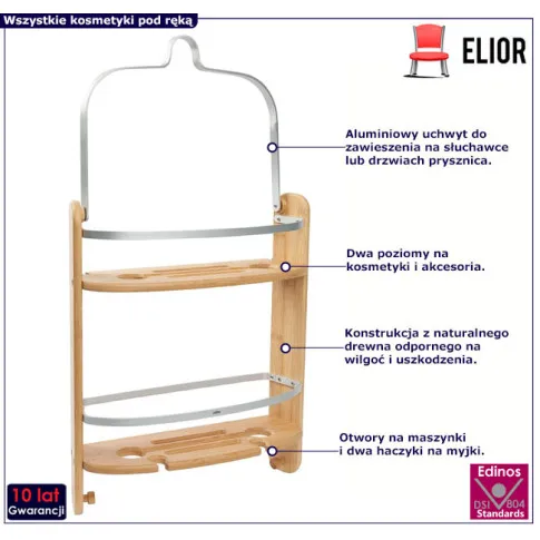 Drewniana półka pod prysznic Vontara