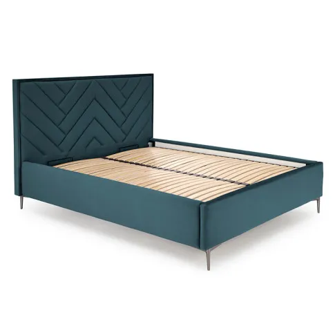 Ciemnozielone łóżko tapicerowane welurem Rimoso