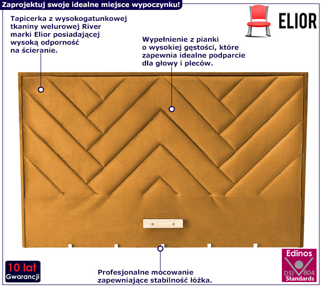 Musztardowe welurowe wezgłowie Rimoso