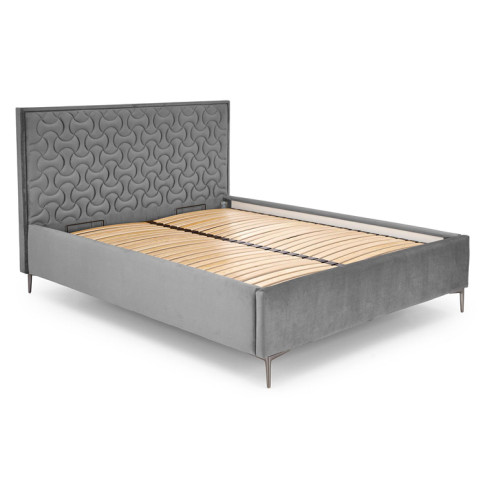 Szare łóżko tapicerowane Rimoso 4X