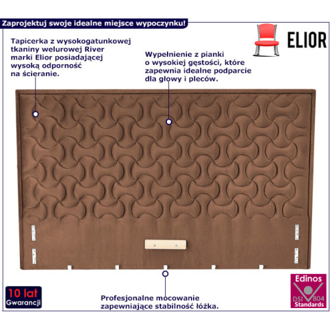 Brązowe pikowane wezgłowie Rimoso 4X