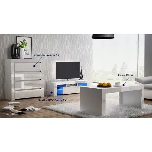 Fotografia Zestaw mebli lakierowanych biały połysk - Kiva z kategorii Komplety mebli