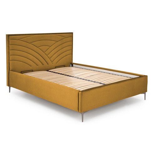 Musztardowe łóżko z zagłówkiem Rimoso 5X