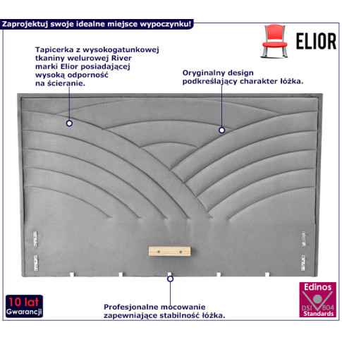 Szare wezgłowie tapicerowane Rimoso 5X