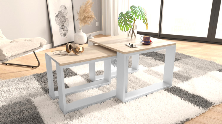 Stoliki kawowe do salonu Juna dąb artisan+biały