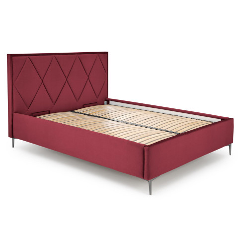 Bordowe łóżko tapicerowane z zagłówkiem  Rimoso 6X