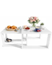 Komplet dwóch białych stolików kawowych - Fareo 3X w sklepie Edinos.pl