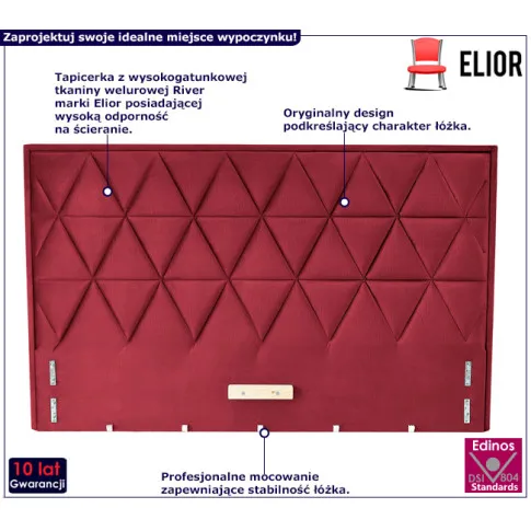 Bordowe wezgłowie do łóżka Rimoso 7X