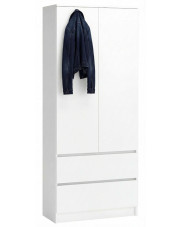 Biała szafa na ubrania z 2 szufladami - Ollos w sklepie Edinos.pl