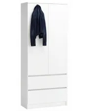 Biała szafa na ubrania z 2 szufladami - Ollos w sklepie Edinos.pl