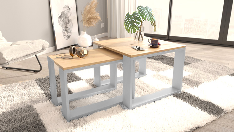 Stoliki kawowe do salonu Juna dąb artisan+biały