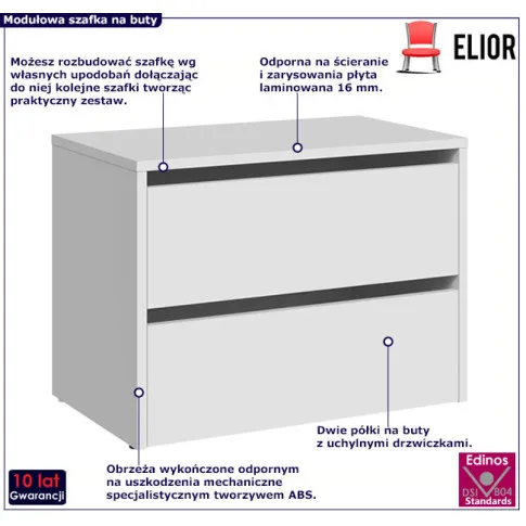 Biała szafka na buty nowoczesna Ohio