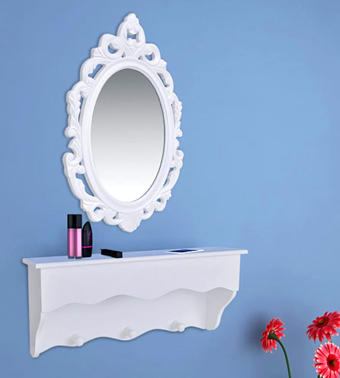 Skandynawska półka na klucze z lustrem Garka