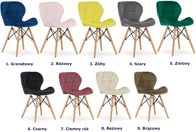 Kolory welurowego pikowanego krzesła Zeno 4X