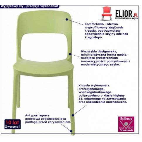 Fotografia Zielone minimalistyczne krzesło - Deliot 2X z kategorii Kuchnia i jadalnia