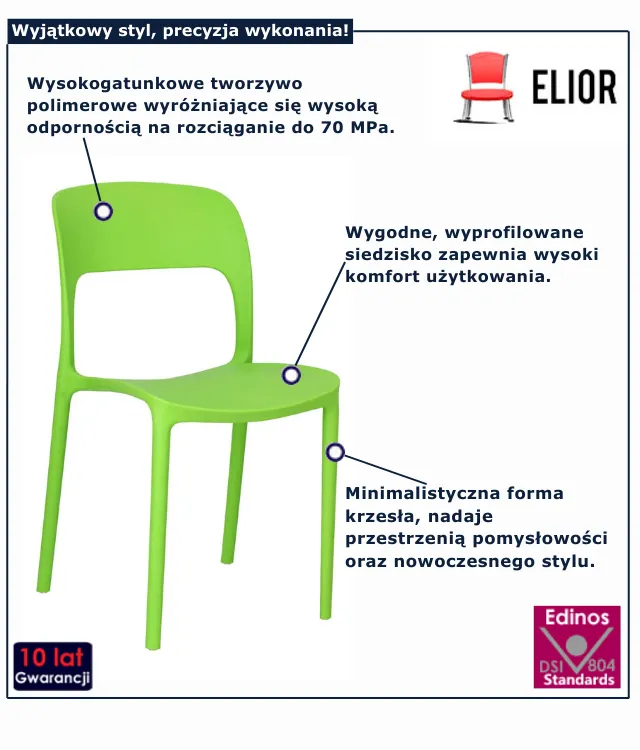 Minimalistyczne krzesło Ginger 2X - zielone