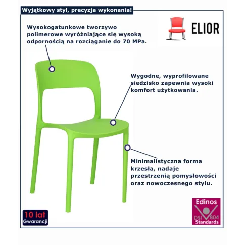 Fotografia Limonkowe minimalistyczne krzesło - Ginger 2X z kategorii Kuchnia i jadalnia