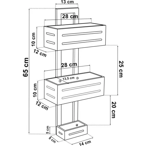 Trzypoziomowa półka pod prysznic Olix
