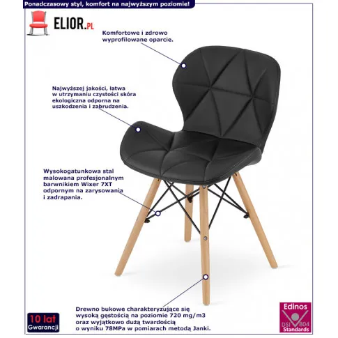 Czarne tapicerowane krzesło Zeno 3X