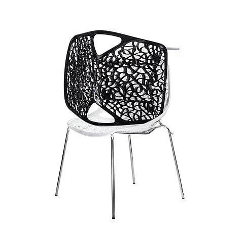 Szczegółowe zdjęcie nr 4 produktu Białe krzesło z ażurowym siedziskiem do jadalni - Lenka
