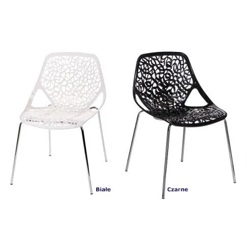 Szczegółowe zdjęcie nr 5 produktu Białe nowoczesne krzesło z ażurowym siedziskiem - Brot
