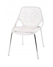 Białe krzesło z ażurowym siedziskiem do jadalni - Lenka