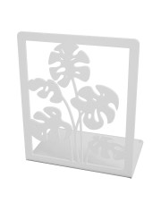 Biała metalowa podpórka na książki z roślinnym dekorem - Morik