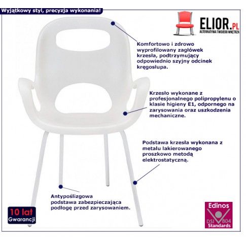 Fotografia Minimalistyczne krzesło Giano - białe z kategorii Krzesła