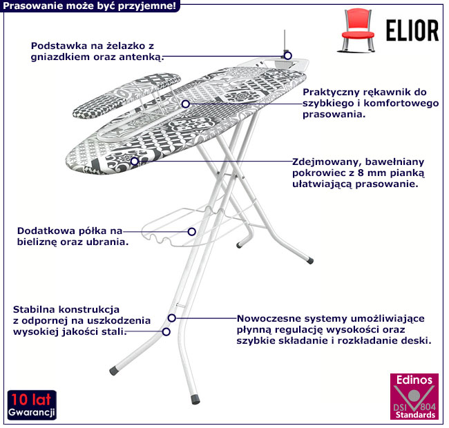 Nowoczesna deska do prasowania z gniazdkiem i antenką Bramex 5X