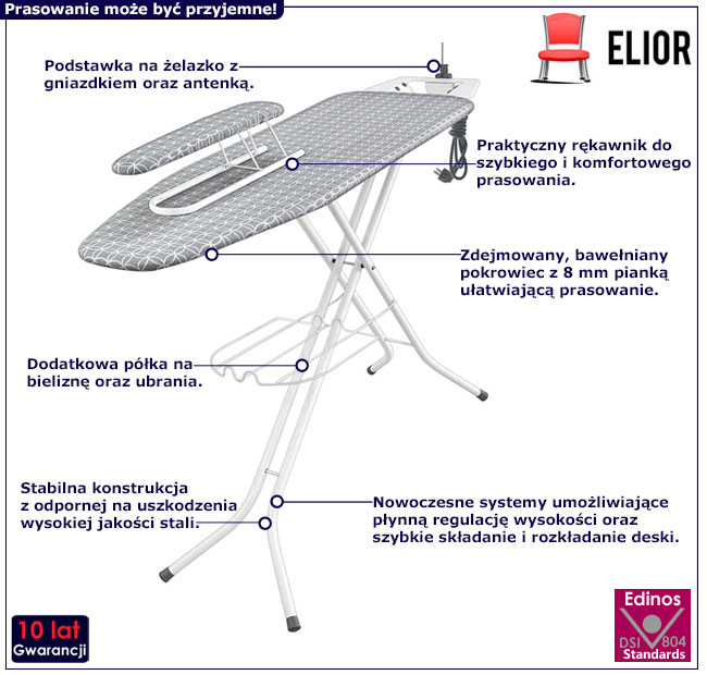 Składana deska do prasowania z półą na bieliznę Bramex 4X