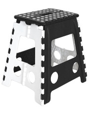 Biało-czarny składany stołek kuchenny - Sefro 3X w sklepie Edinos.pl