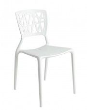 Białe minimalistyczne krzesło z ażurowym oparciem - Timmi w sklepie Edinos.pl
