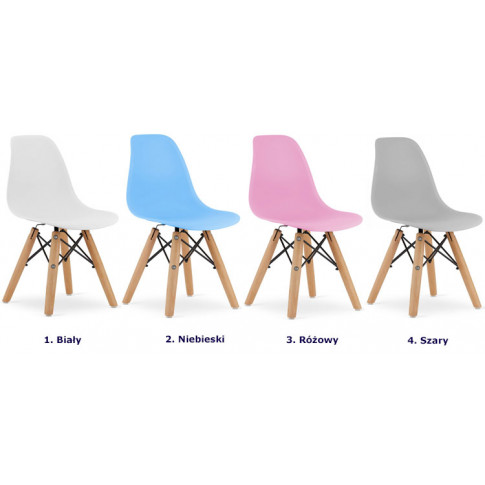 kolory kompletu 4 szt krzeseł dziecięcych w stylu skandynawskim suzi