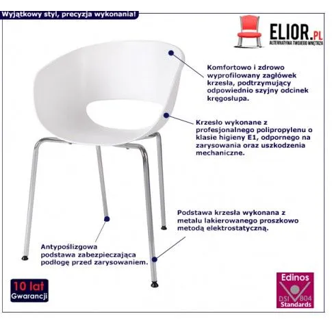 Fotografia Designerskie białe krzesło - Goja z kategorii Salon