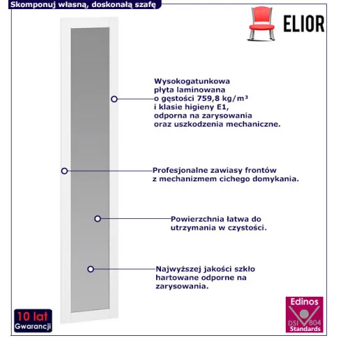 Nowoczesny bialy front z lustrem do szafy Wax 5X