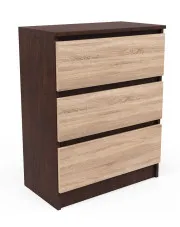 Komoda z 3 szufladami wenge + dąb sonoma - Hisa 3X w sklepie Edinos.pl