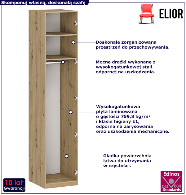 Korpus szafy z dwiema półkami Jonix 7X