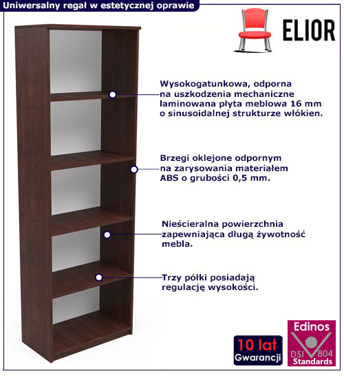 Regał z półkami wenge do salonu Lobert 4X