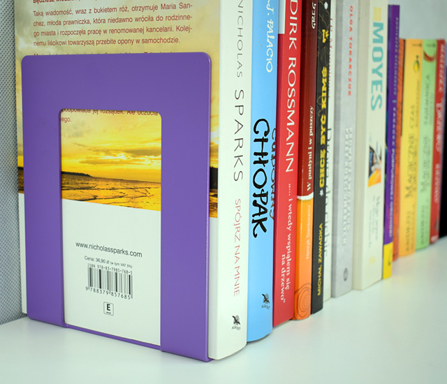 Metalowa podpórka na książki Koril kolor fioletowy