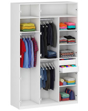 Biały korpus szafy z półkami i drążkami 150 cm - Jonix 12X w sklepie Edinos.pl