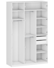 Biały korpus szafy z półkami i drążkami 150 cm - Wax 12X w sklepie Edinos.pl