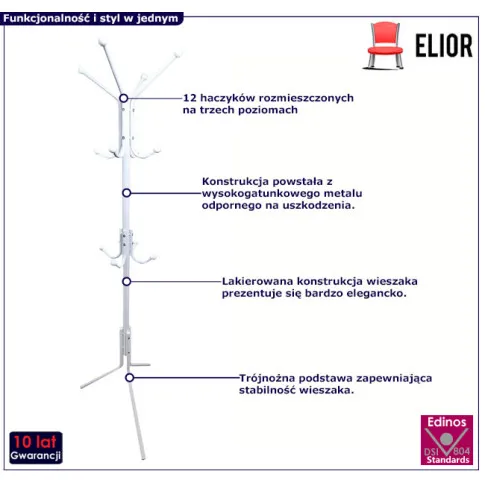 Biały wieszak stojący do przedpokoju Esi