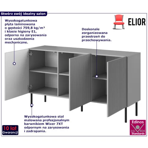 Szara nowoczesna komoda na nozkach Arhi 3X