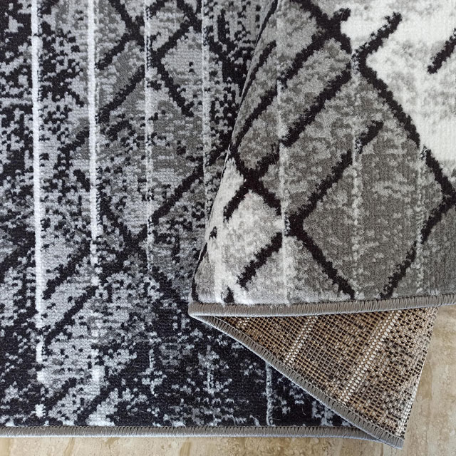 Szary dywan do salonu w designerskie wzory Hefi 5X